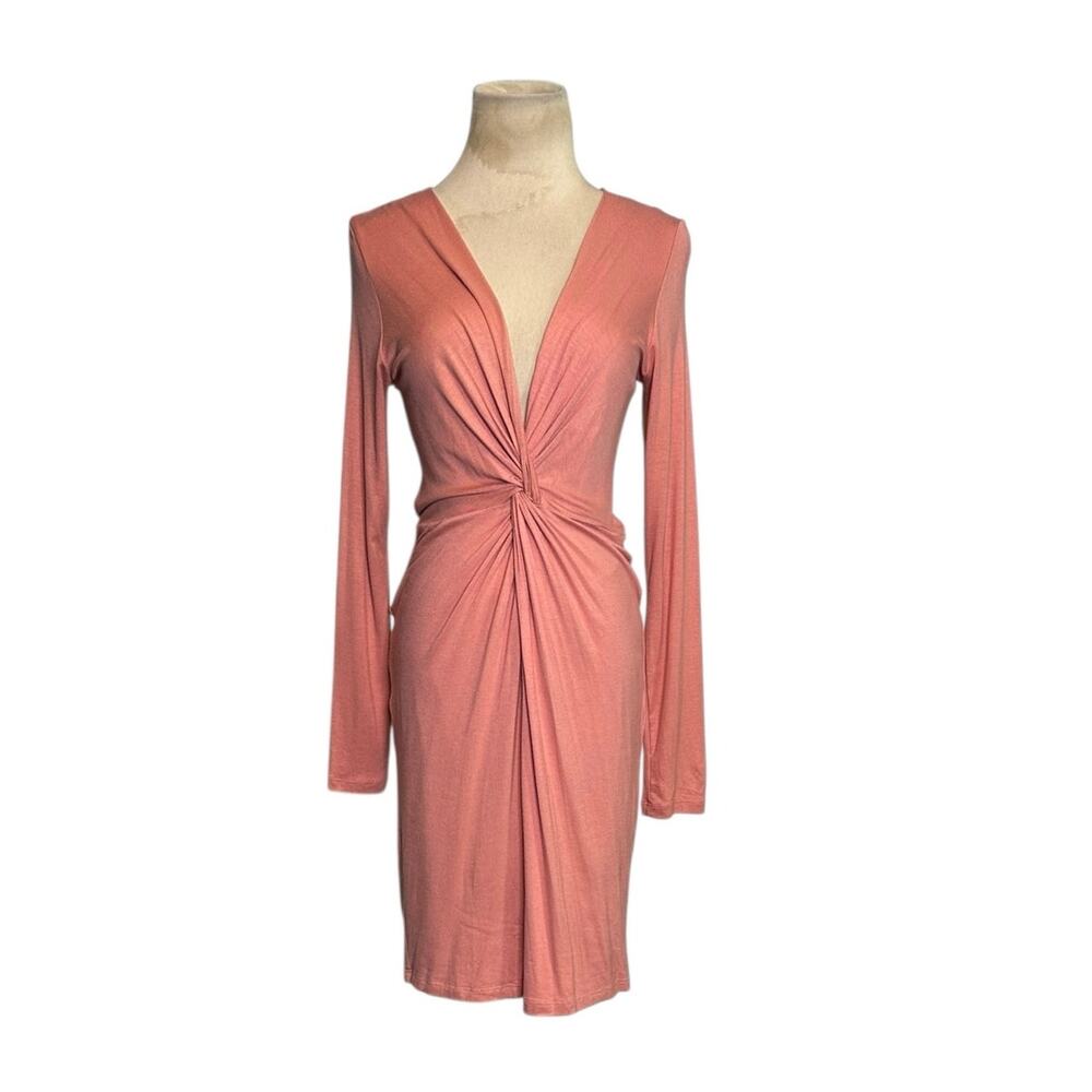 Fashion Nova salmon long sleeves twist front dress size M
